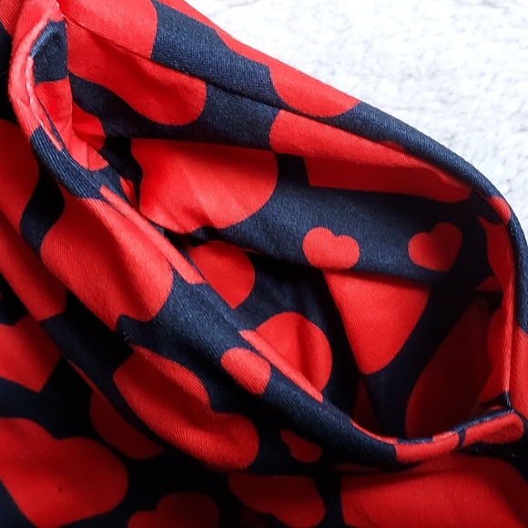 Spadehill NWOT Black & Red Heart Print Long Sleeve Swing Mini Dress Size M - Picture 6 of 8